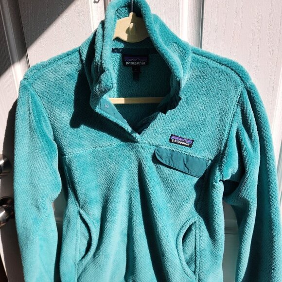 Patagonia Women's Re-Tool Snap T Pullover Jacket M Fleece Teal Pockets 25442 - Picture 1 of 4